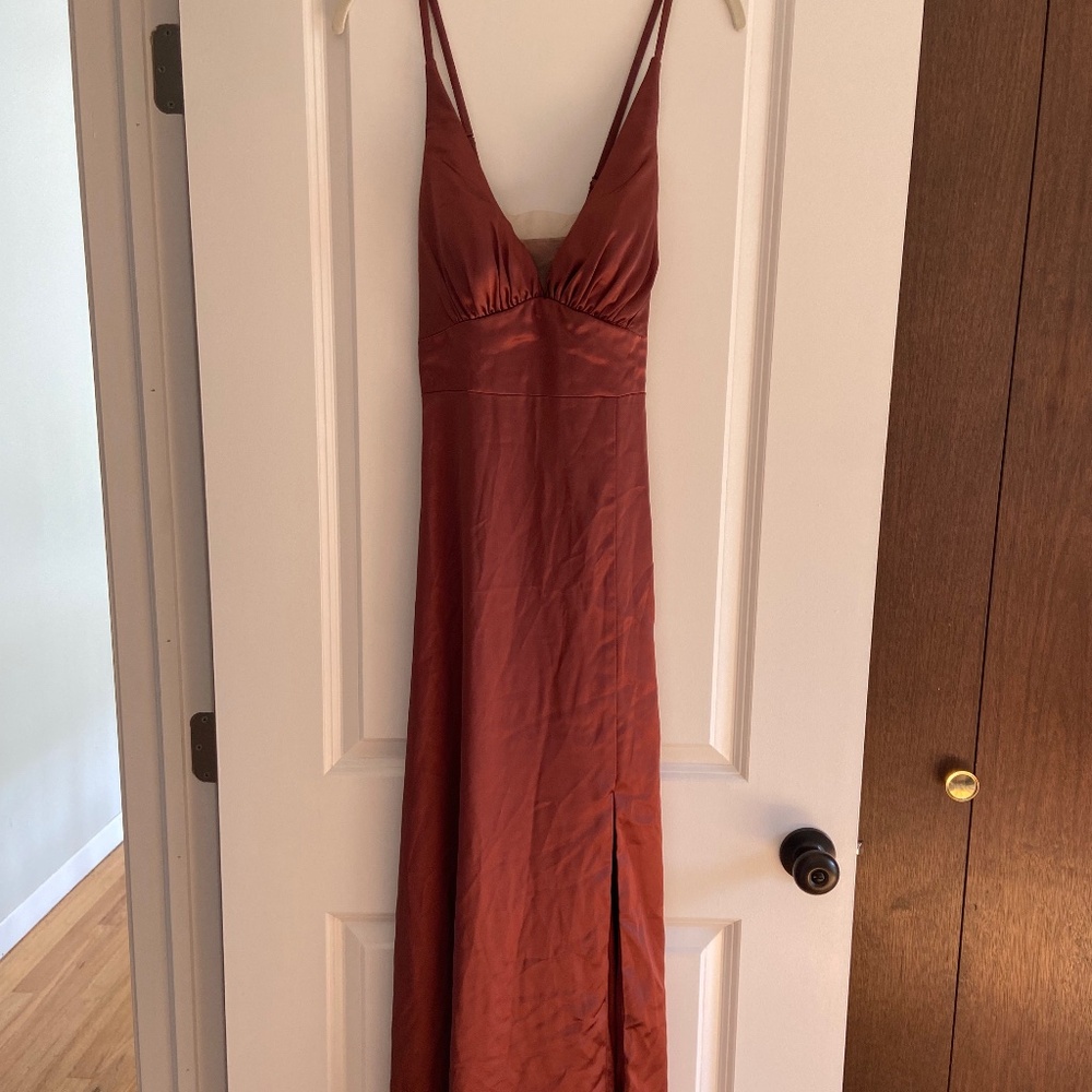 Revelry Cinnamon Rose Satin Bridesmaid Dress